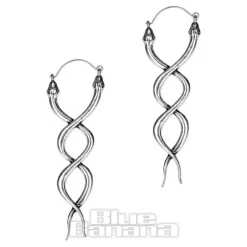Blue Banana Cross Snakes Plug Hoops (Silver)