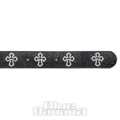 Blue Banana Crystal Crosses Belt (Black)