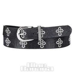 Blue Banana Crystal Crosses Belt (Black)