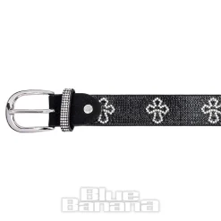 Blue Banana Crystal Crosses Belt (Black)