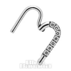 Blue Banana Crystal Heart Surgical Steel 1.2mm Hinged Segment Ring (Silver)