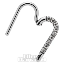 Blue Banana Crystal Heart Surgical Steel 1.2mm Hinged Segment Ring (Silver)