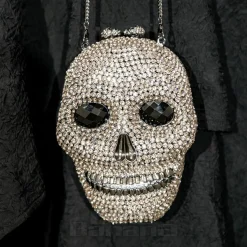 Blue Banana Crystal Skull Bag (Silver)