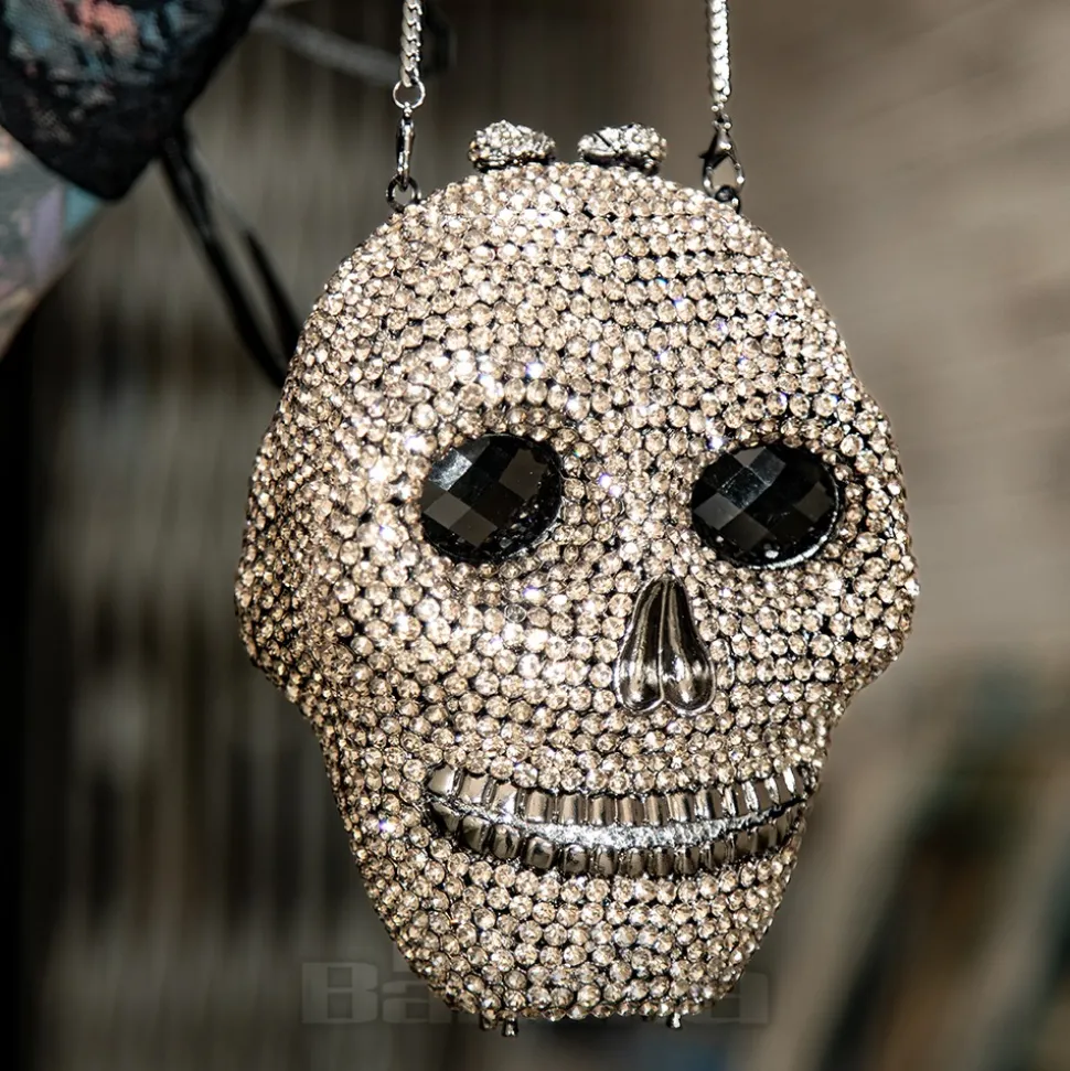 Blue Banana Crystal Skull Bag (Silver)