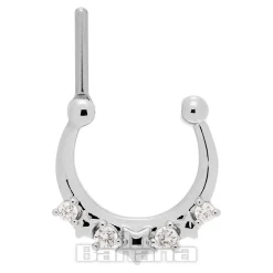 Blue Banana Crystal Star Surgical Steel Hinged Segment Ring (Silver)