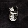 Blue Banana Cuddling Cats Pin Badge (Black/White)