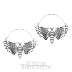 Blue Banana Deathmoth Stainless Steel Plughoop Skull (Silver)