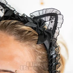 Blue Banana Ears & Bow Wide Headband (Black)