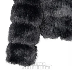 Blue Banana Faux Fur Zip Jacket (Black)
