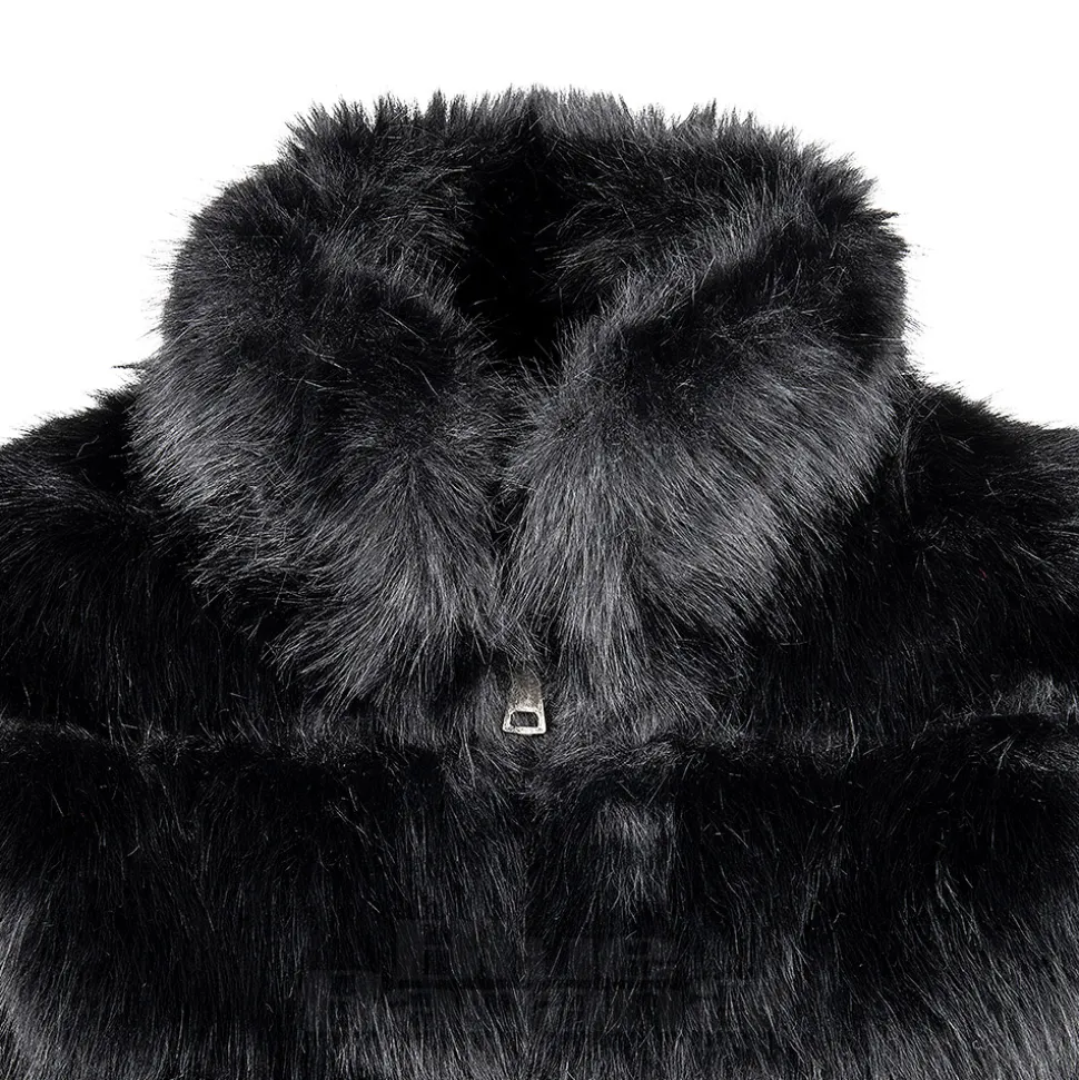 Blue Banana Faux Fur Zip Jacket (Black)