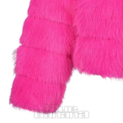 Blue Banana Faux Fur Zip Jacket (Hot Pink)