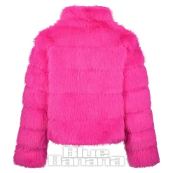 Blue Banana Faux Fur Zip Jacket (Hot Pink)