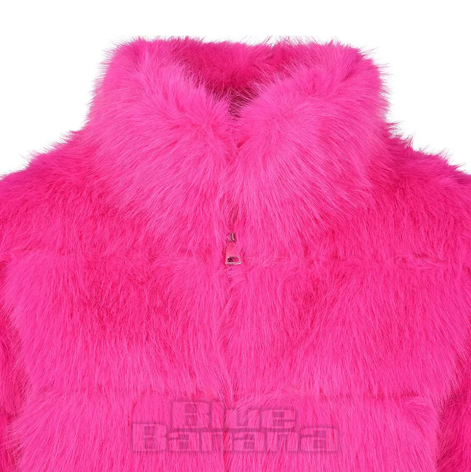 Blue Banana Faux Fur Zip Jacket (Hot Pink)