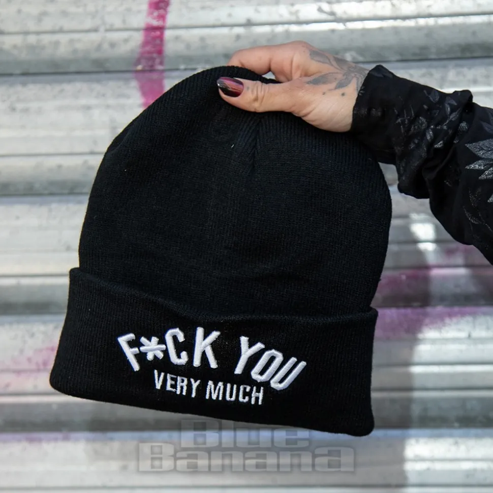 Blue Banana F*ck You Beanie Hat (Black)