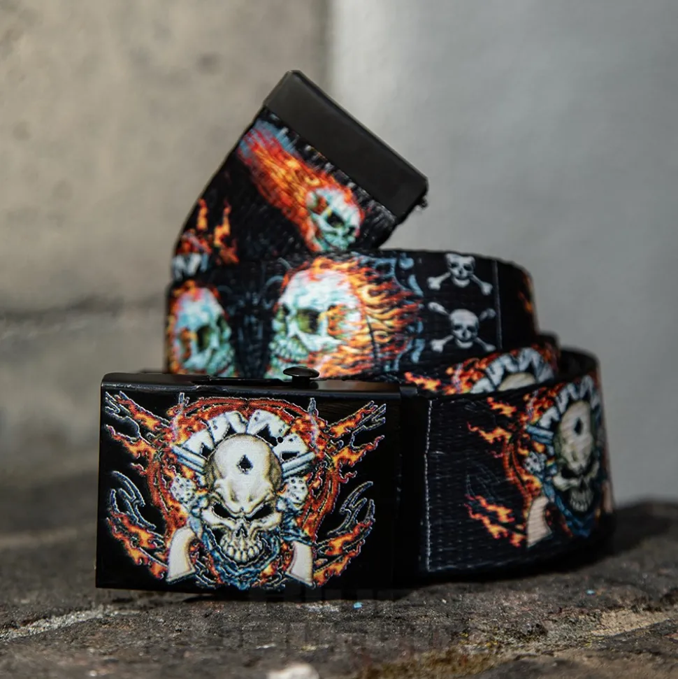 Blue Banana Fire Skull Belt (Black)