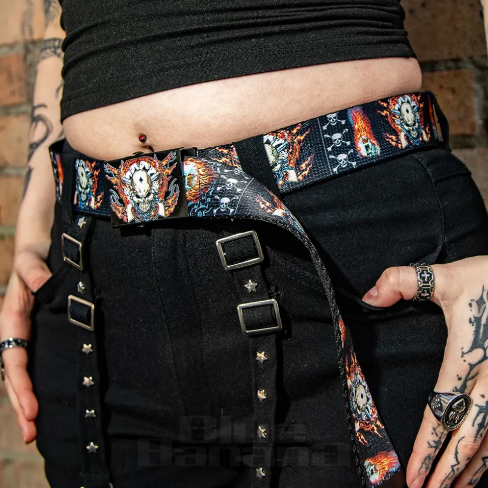 Blue Banana Fire Skull Belt (Black)