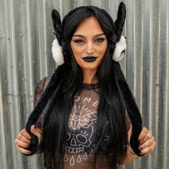 Blue Banana Flipping Ears Panda Skull Headband (Black/White)
