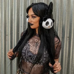 Blue Banana Flipping Ears Panda Headband (Black/White)