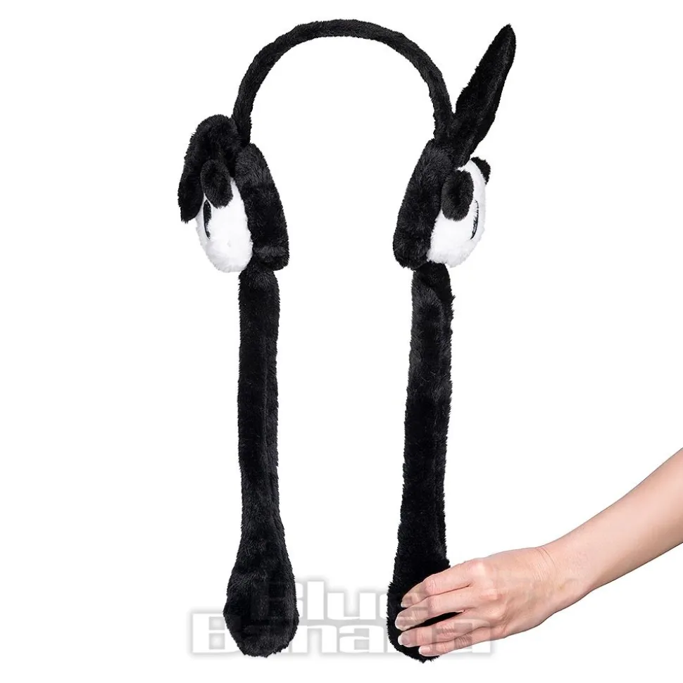 Blue Banana Flipping Ears Panda Headband (Black/White)