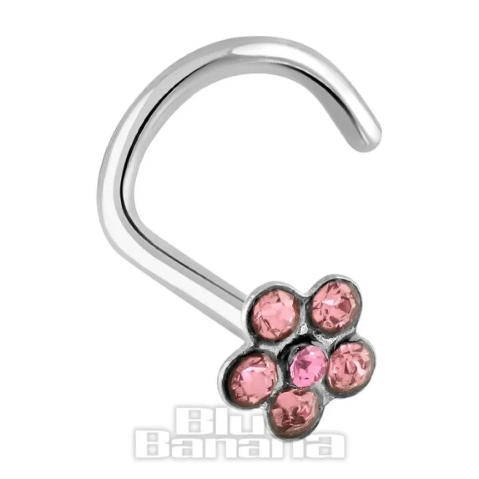 Blue Banana Flower Stainless Steel Nose Stud (Rose)