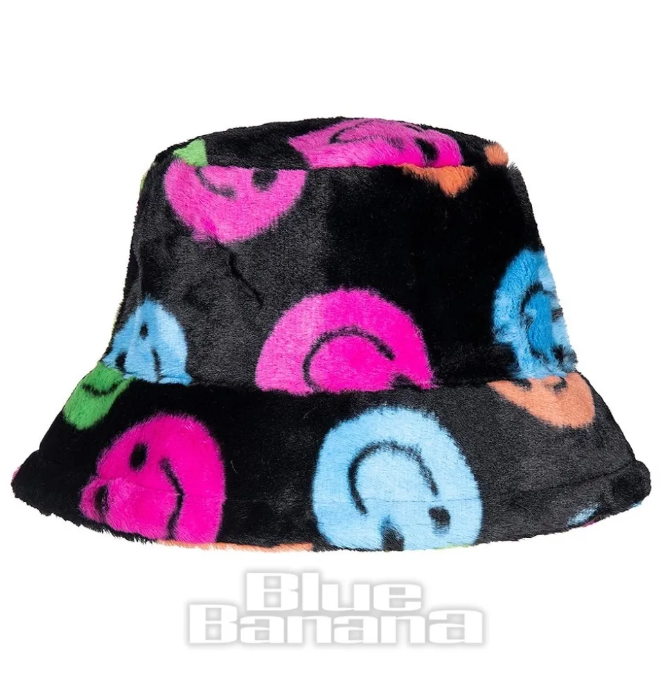 Blue Banana Fluffy Bucket Hat (Smiley)