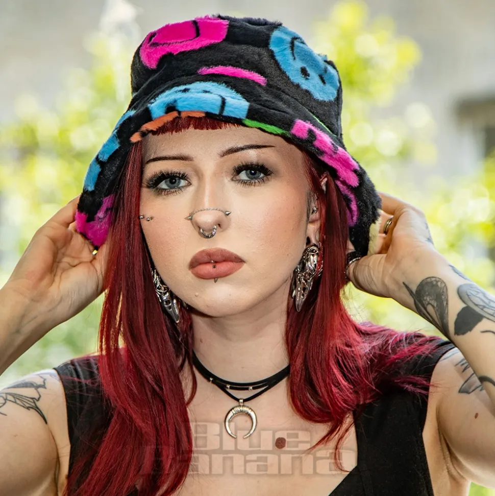 Blue Banana Fluffy Bucket Hat (Smiley)