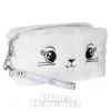 Blue Banana Fluffy Cat Makeup Bag (White)