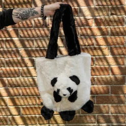 Blue Banana Fluffy Panda Bag (Black/White)