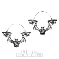 Blue Banana Flying Bat Plug Hoops (Silver)