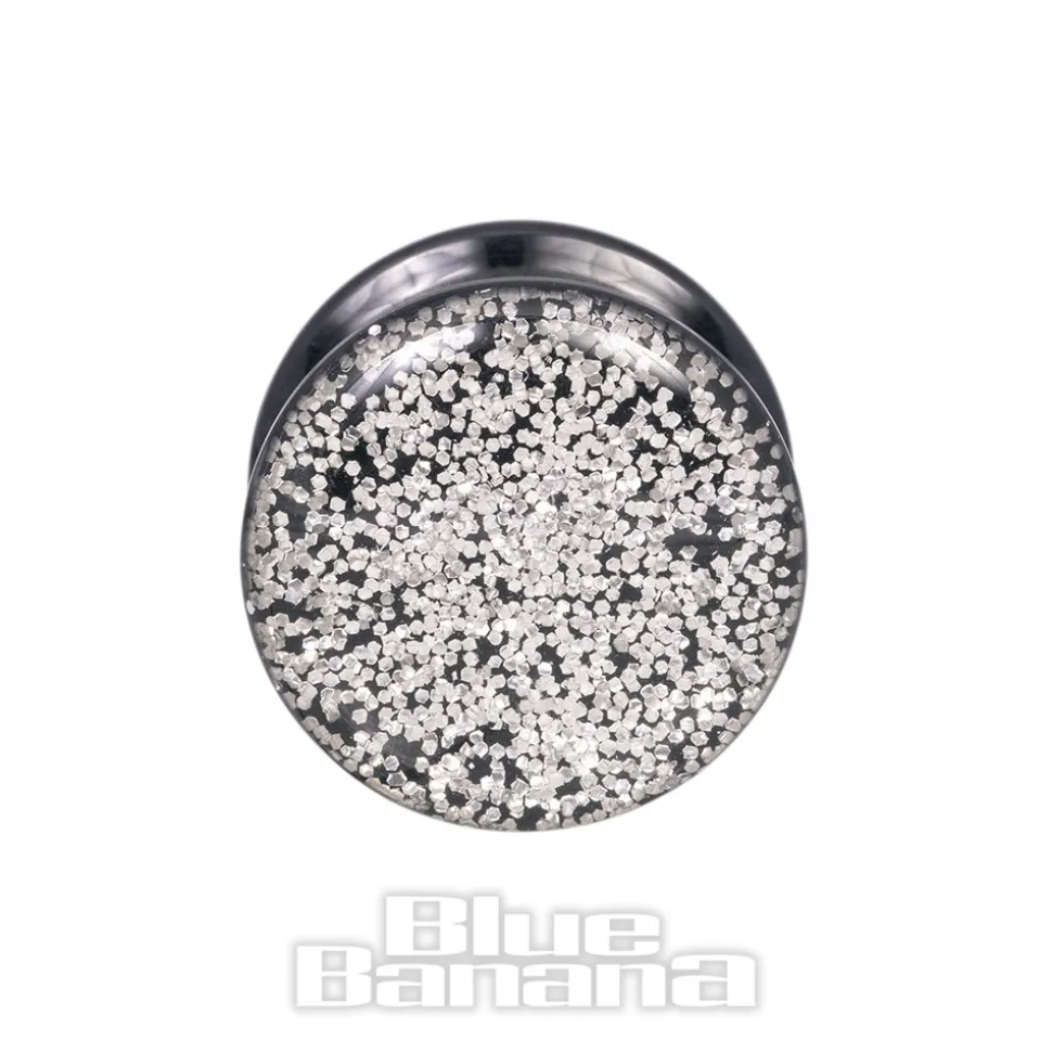 Blue Banana Glitter Ear Plug (Silver)