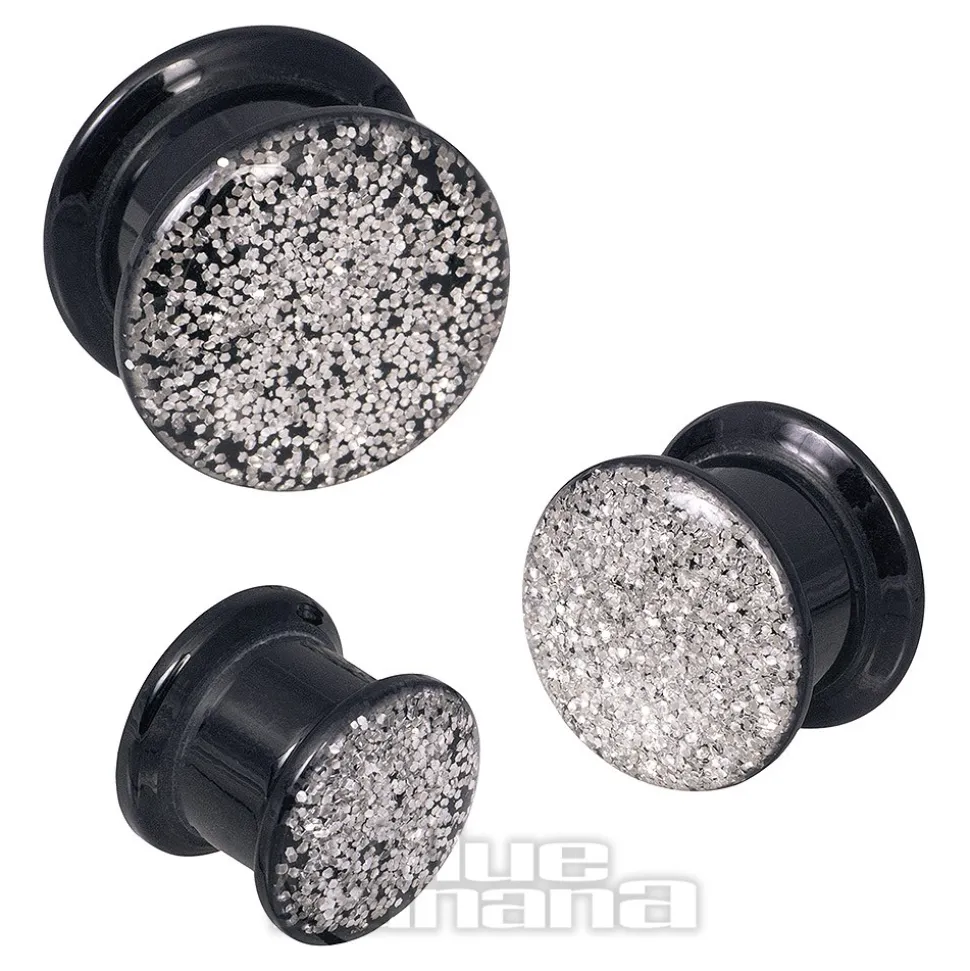 Blue Banana Glitter Ear Plug (Silver)