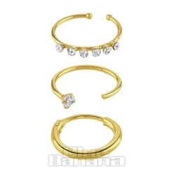 Blue Banana Gold Assorted Nose Rings (3 Pack)