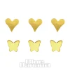 Blue Banana Gold Butterfly Heart Nose Studs (6 Pack)