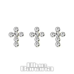 Blue Banana Gold Cross & Gem Nose Studs (3 Pack)