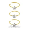 Blue Banana Gold Crystal Flower Nose Rings (3 Pack)
