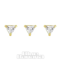 Blue Banana Gold 3mm Triangle Nose Studs (3 Pack)