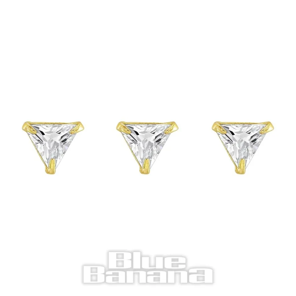 Blue Banana Gold 3mm Triangle Nose Studs (3 Pack)
