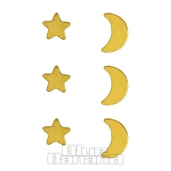 Blue Banana Gold Moon & Star Nose Studs (6 Pack)