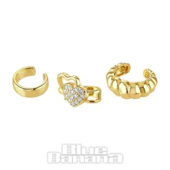 Blue Banana Heart Ear Cuff (Gold)