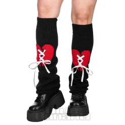 Blue Banana Heart Legwarmers (Black/Red)