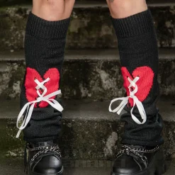 Blue Banana Heart Legwarmers (Black/Red)