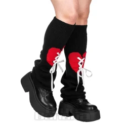 Blue Banana Heart Legwarmers (Black/Red)