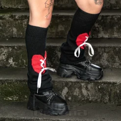 Blue Banana Heart Legwarmers (Black/Red)