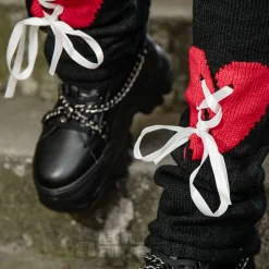 Blue Banana Heart Legwarmers (Black/Red)