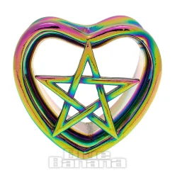 Blue Banana Heart Pentagram Surgical Steel Tunnel (Multicoloured)