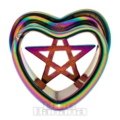 Blue Banana Heart Pentagram Surgical Steel Tunnel (Multicoloured)