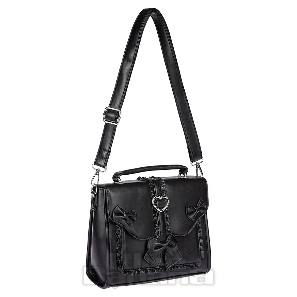Blue Banana Hearts & Bow Handbag (Black)