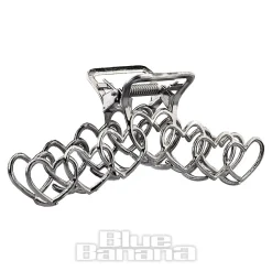Blue Banana Hearts Hair Clip (Silver)