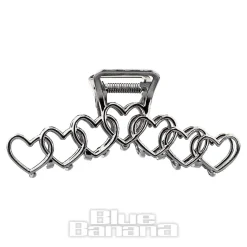 Blue Banana Hearts Hair Clip (Silver)