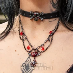 Blue Banana Heart & Skull Chain Choker (Black/Silver)